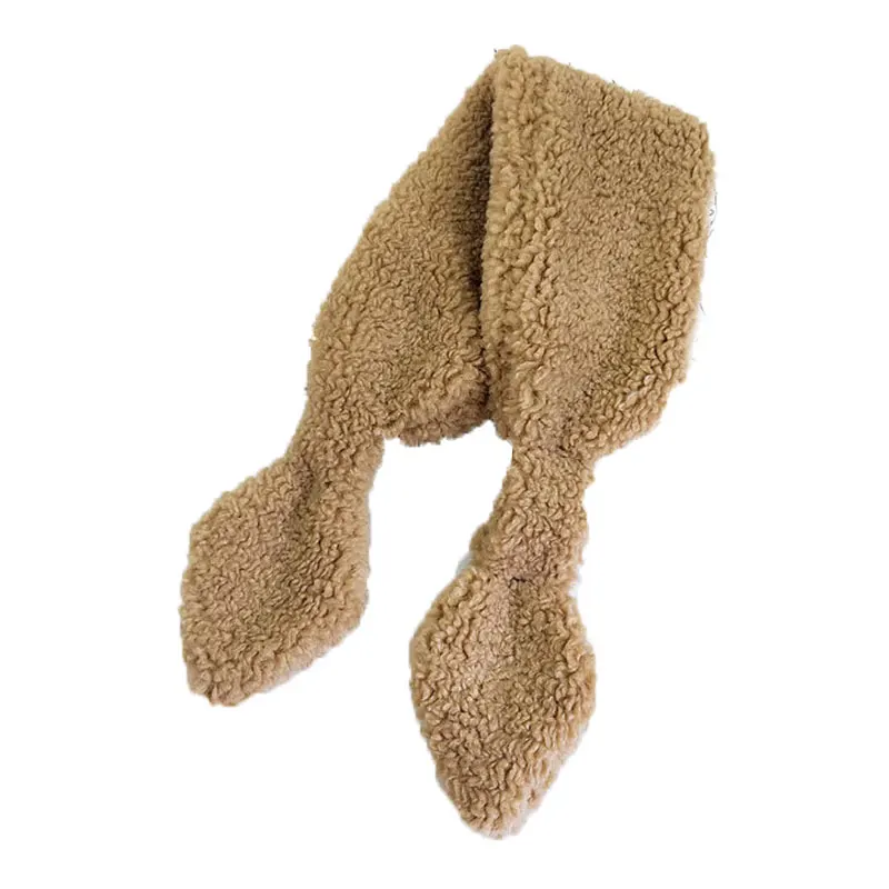 

Imitation Lamb Wool Scarf Winter Double-Sided Plush Scarf Female Thick Fur Collar Scarves Couple Warm Neck Scarf Solid Color