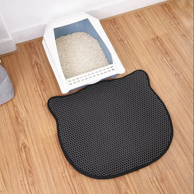 

Pet Cat Litter Mat Environmental protection EVA Double Bear Head Cat littr Trapper mat Easy to Clean Scatter Control