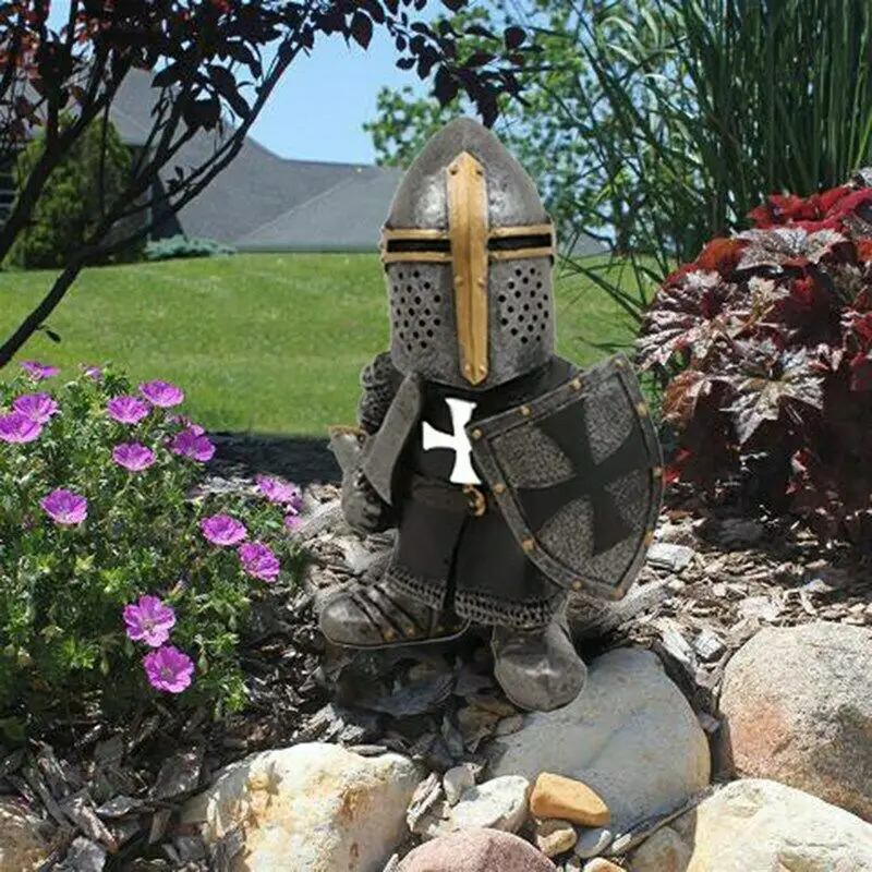 

Knight Gnomes Guard Resin Sculpture Ornament Garden Decor Mini Figurines Home Decoration Gift