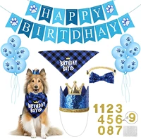 dog birthday party supplies dog birthday hat bandana scarf with cute dog bow tie flag balloons for small medium dogs pets