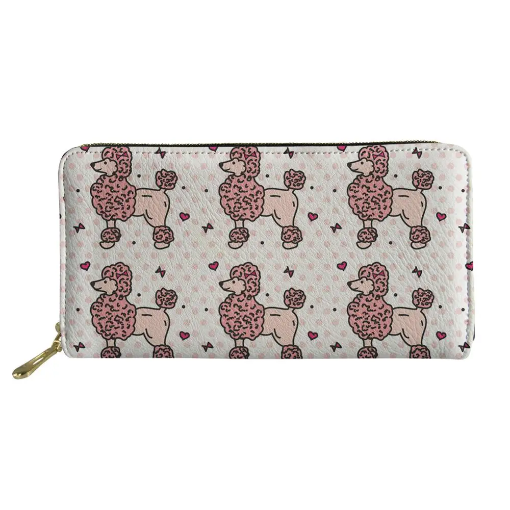 Длинный кошелек Thikin для женщин милый объемный бумажник с рисунком пуделя девочек