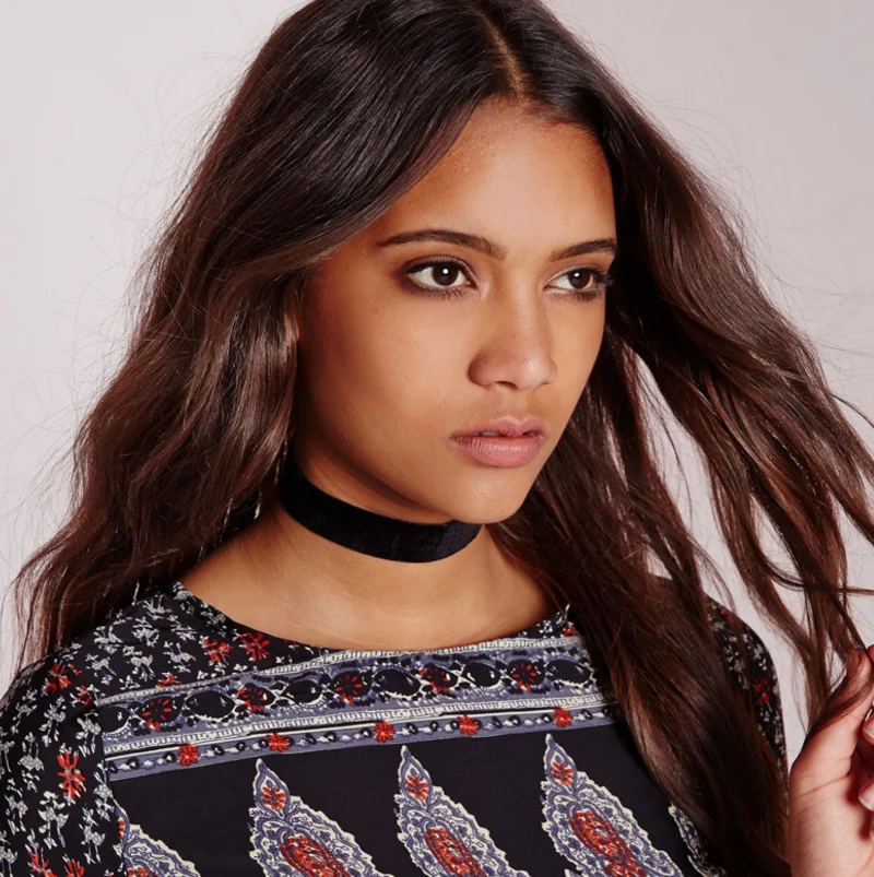 Черное бархатное ожерелье-чокер в стиле 80-х и 90-х годов ошейник с ободком