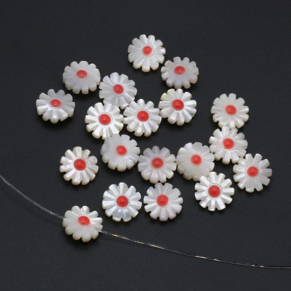 Оптовая продажа 5 шт. бусины из натуральной белой морской ракушки подвески цветок