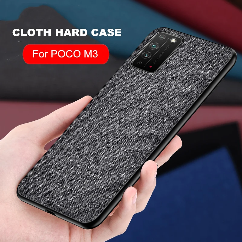 

Cloth Hard PC Case For Xiaomi POCO M3 Phone Case Silicone TPU Frame Hard Back Shockproof Cover For POCO M3 X3 NFC