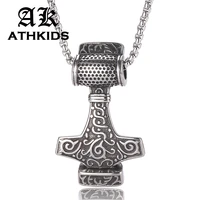 stainless steel punk norse viking necklace men thors hammer pendants necklaces viking chain jewelry man accessories pd0049
