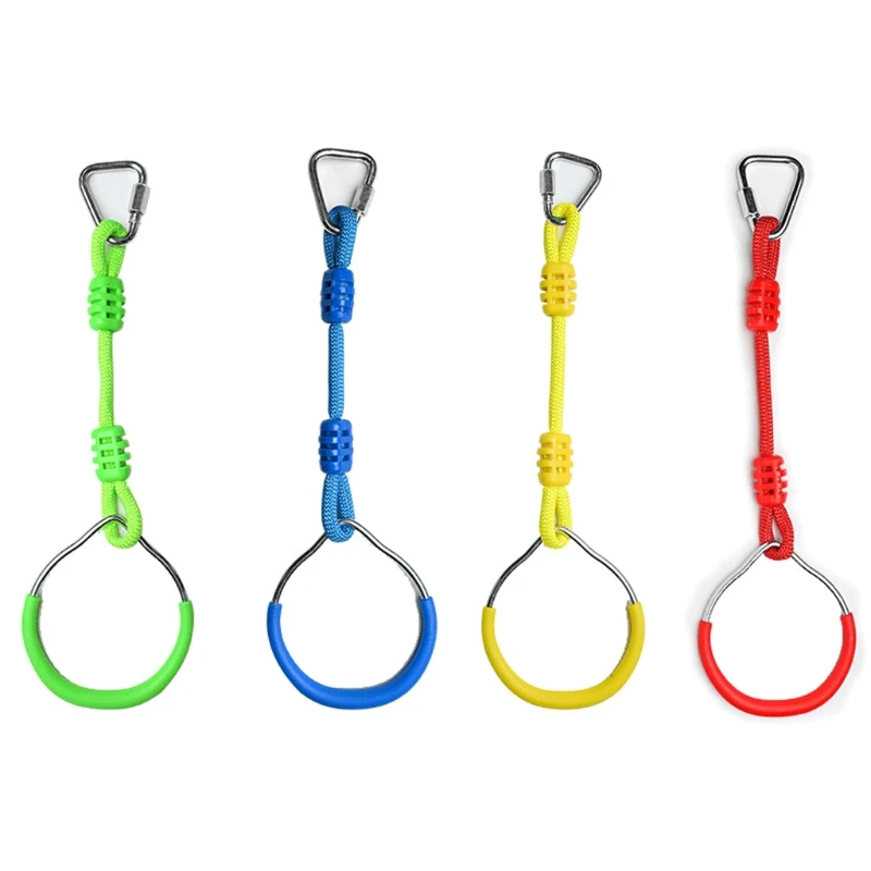 

1Pair Family Backyard Game Gymnastic Rings Climbing Slackline Kit for Obstacle Courses Garden Backyard Swing Bar Rings