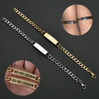 Браслет с гравировкой имени и надписью для мужчин и женщин, индивидуальный браслет из нержавеющей стали с буквами под заказ, Подарочная бижутерия