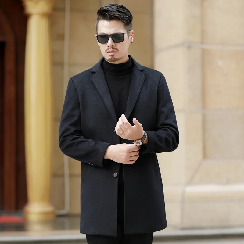 

Winter wool coat (man) Long leisure belt wool coat (man) Pure leisure men's fashion / leisure coat (overcoat)