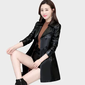 Женская кожаная куртка, Тренч, стильная одежда, мягкая кожаная куртка, бесплатная доставка, 91, 2020
