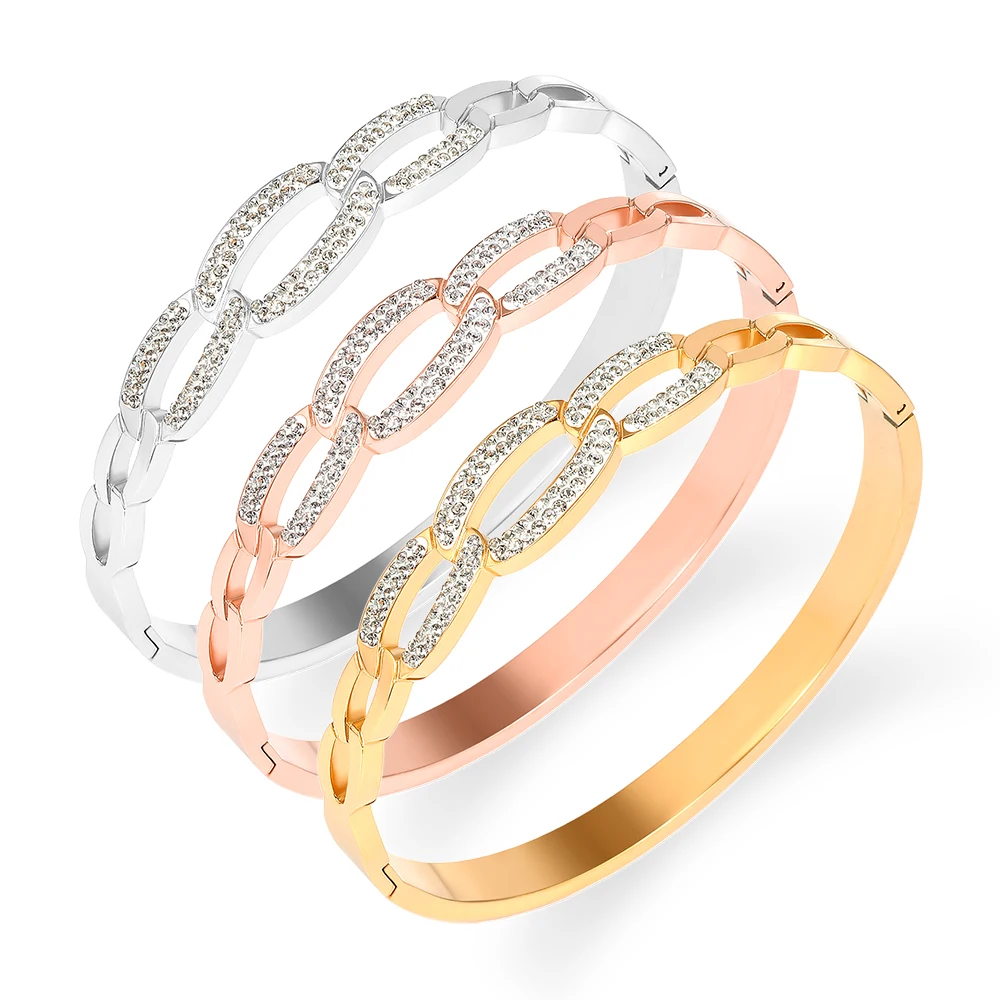 

FYSARA Luxury CZ Crystals Hollow Cross Bracelets Bangles Stainless Steel Bangle For Women Men Fashion Cuff Bracelet Jewelry Gift