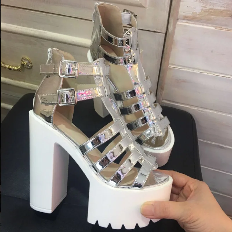 Women Sandals High Heels New Summer Fashion Buckle Female Gladiator Platform Shoes Woman Black | Обувь