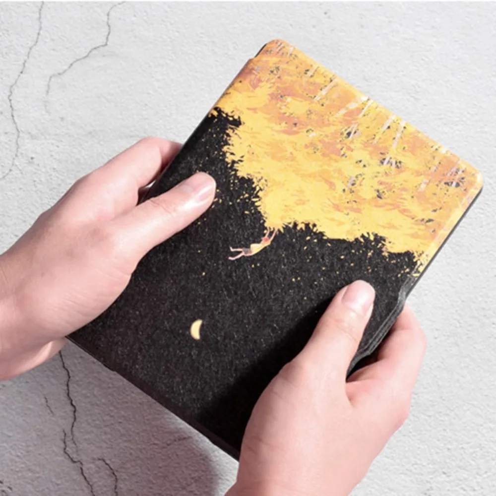 Печатный ударопрочный чтения электронных книг чехол ультра-тонкий чехол кожаный чехол с откидной крышкой для чтения электронных книг защитный чехол для Kindle 958 KPW