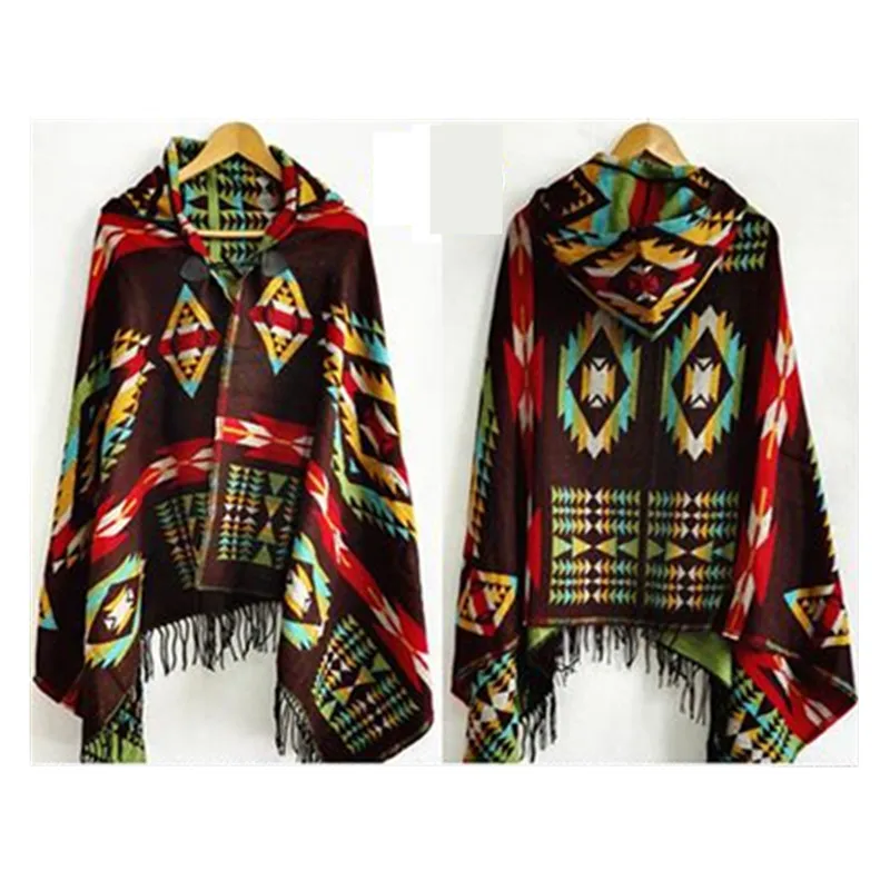 Big scarves winter scarf cashmere poncho women Bohemian Shawl Scarf Tribal Fringe Hoodies blankets Cape shawl Ponchos and Capes |