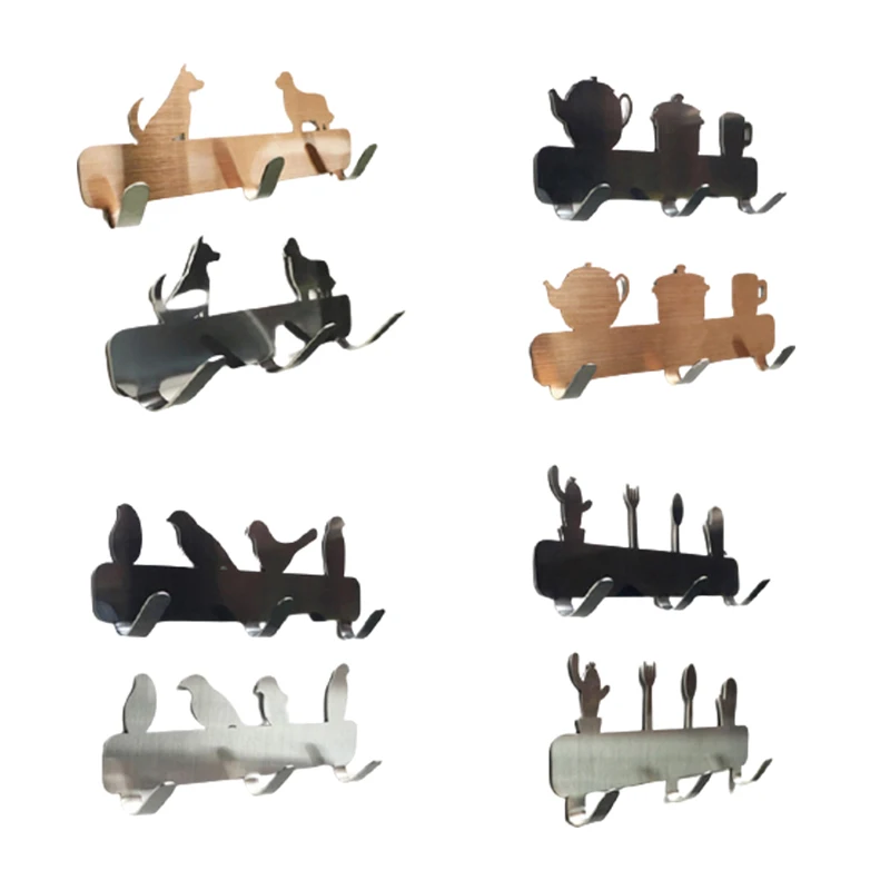 

New Stainless Steel Metal 3 Hooks Holder Free Punching Bathroom Accessories Housekeeper On Wall Towel Key Hook Hanger Coat Racks