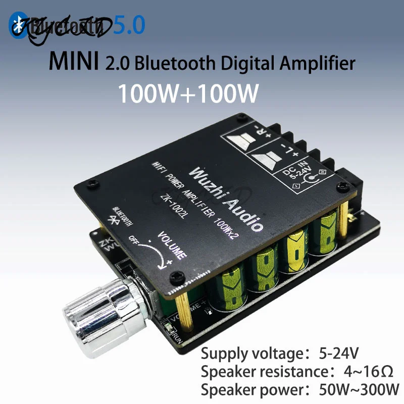 DC5-24V ZK-1002 1002L 502C 502L HIFI Wireless Bluetooth 5 0 Digital Power Audio AMP Board TI TPA3116 100WX2 стерео домашний