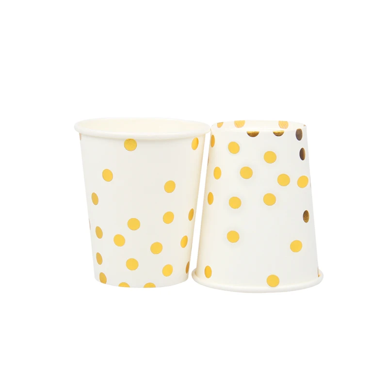 Cup 10pcs Золотая фольга черная одноразовая посуда бумажные стаканы для вечеринки бумажные полотенца для дня рождения, вечеринки, дня рождения, свадьбы, украшения для детей - Цвет: Cup 10pcs