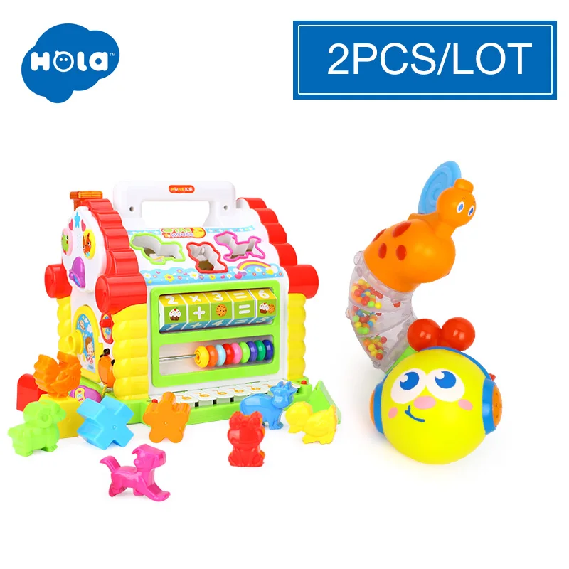 WITHOUT BOX HOLA 739, Многофункциональные Музыкальные игрушки, детский Забавный домик, музыкальные электронные геометрические блоки, сортировка, Обучающие Развивающие игрушки, подарки - Цвет: WITHOUT BOX