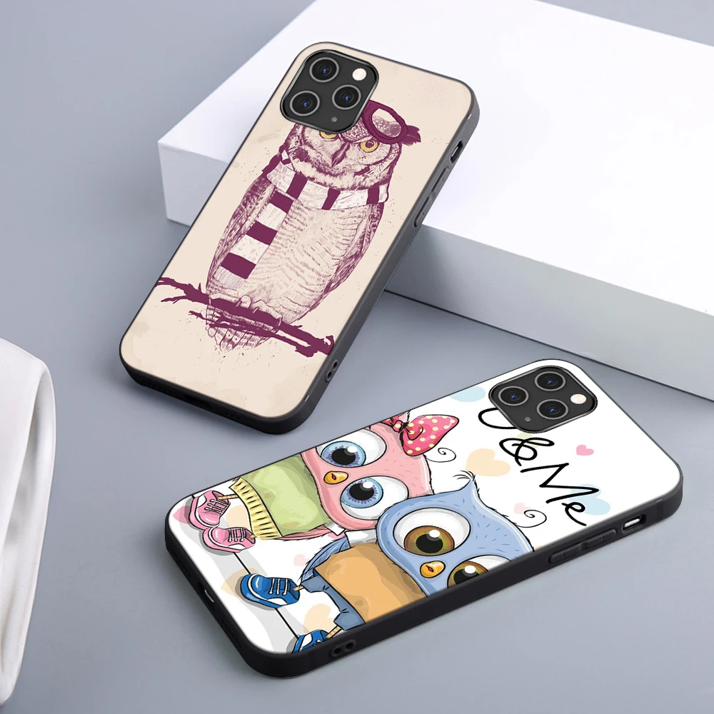 

Lovely Owl Case For iPhone 12 11 Pro Max Mini Back for iPhone X XR XS MAX 7 8 6 6S Plus 5S SE 2020 Soft TPU Silicone Phone Funda