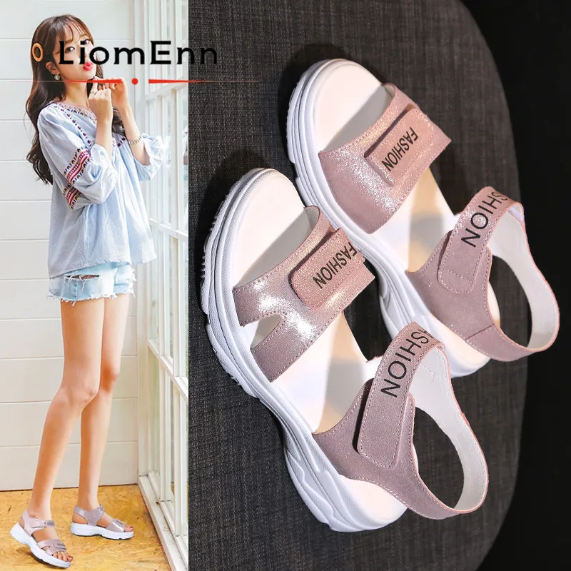 

Luxury Women Sandals 2021 Summer New Platform Ladies Pink Low Heels Sandals Women Shoes Designer Girls Casual Sport Shoes Woman
