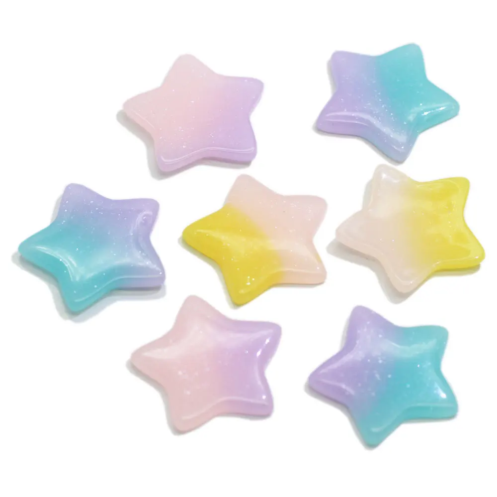 

50/100pcs Very Cute Sparkly Pastel Star Flatback Kawaii Cabochons Pastel Shimmer Rainbow Star Resin Flat Back Cabochons Cabs