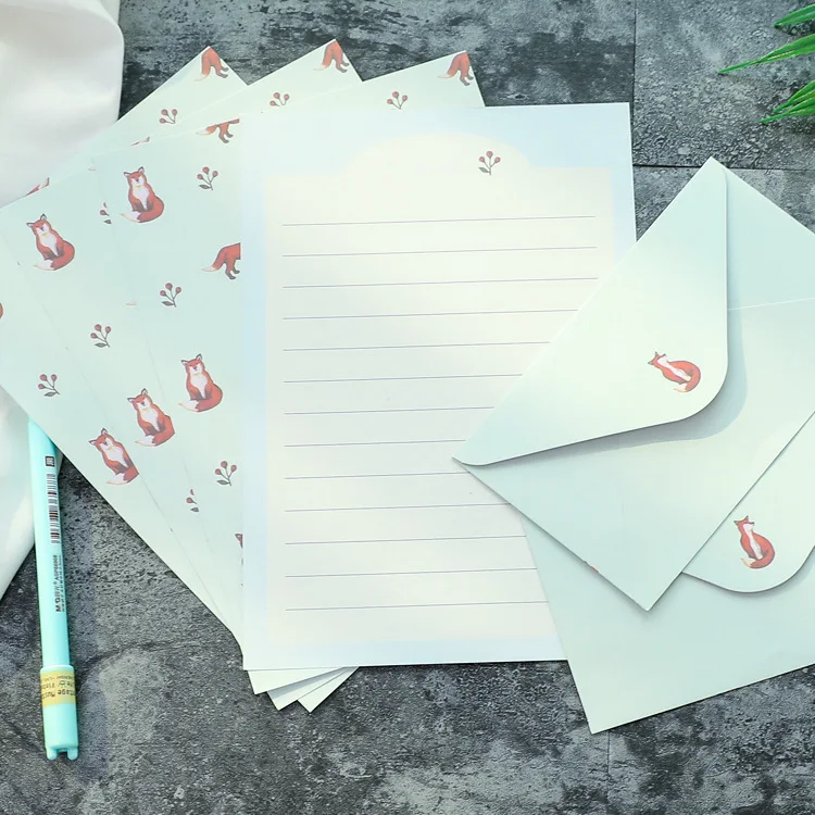 4 шт. письменной форме букв Бумага 2 Набор конвертов с цветочным принтом Фламинго