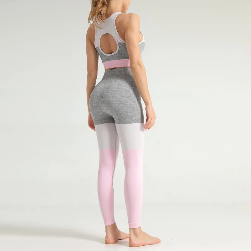 Модные леггинсы для фитнеса бесшовный укороченный топ с эффектом омбре женщин