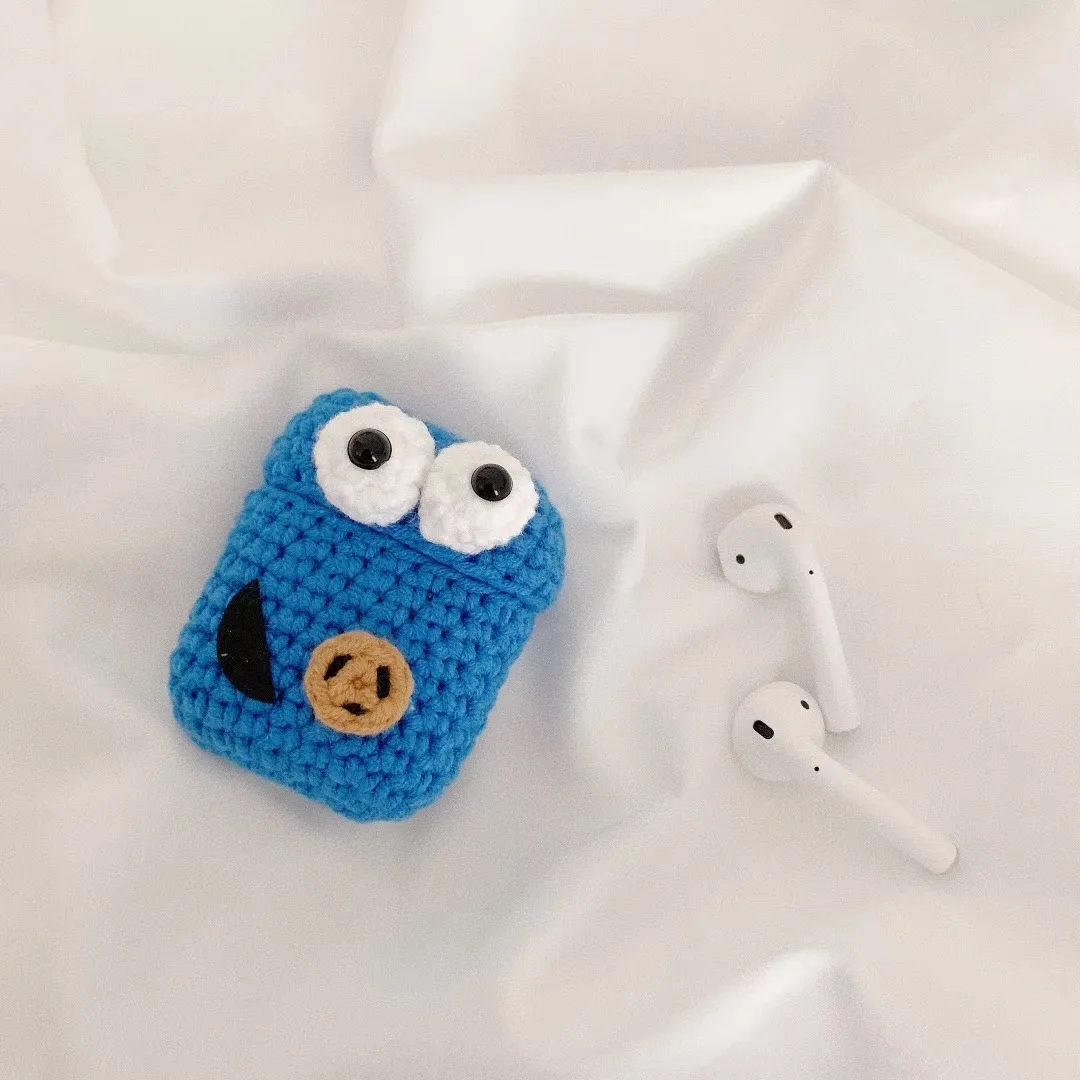 Темно-зеленый Зимний вязаный милый чехол для Apple Airpods 1/2 чехол для наушников s плюшевый коричневый плюшевый мишка Bluetooth сумка для наушников Air Pods ремешок - Цвет: Темно-зеленый