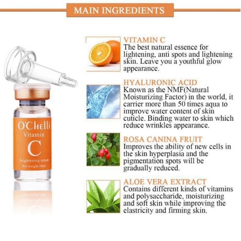 10ml Vitamin C Serum Whitening And Anti-Aging Fade Spots Removing Freckle Anti Winkles Moisturizing Face Cream |