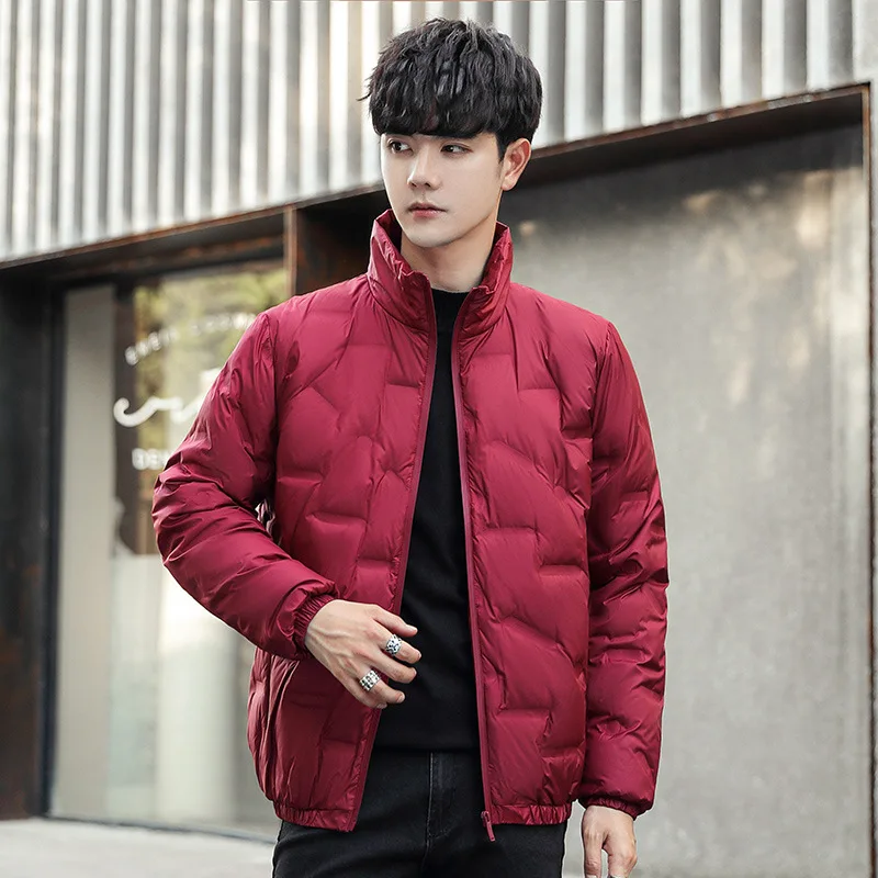Winter new men's down jacket simple youth Korean thickened duck down casual jacket stand collar fashion trendy men's clothing