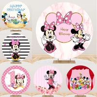 disney minnie mickey mouse theme party baby shower kids girls birthday backdrop polyester custom round photography background