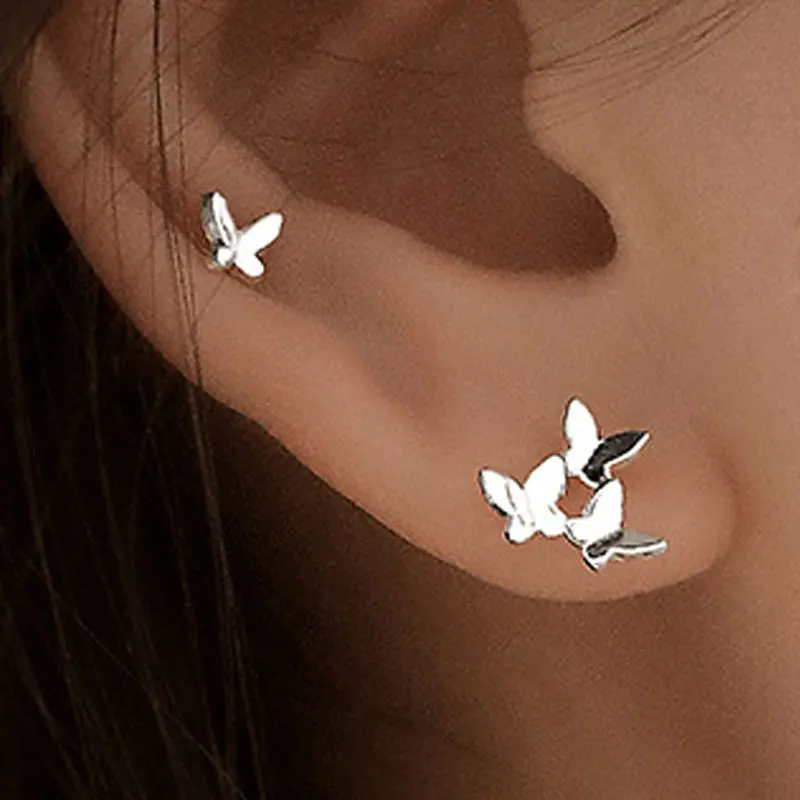 Новые корейские милые маленькие асимметричные серьги гвоздики в виде костей с