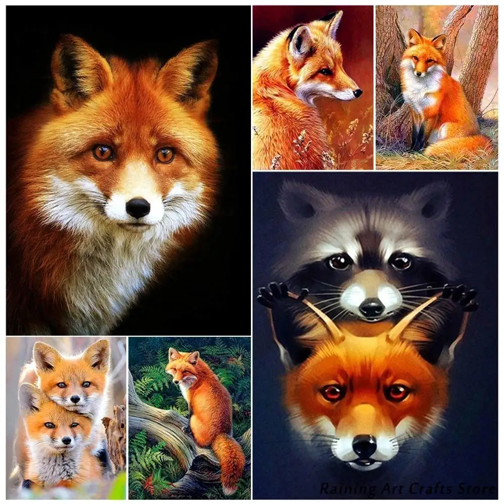 

5D Diy Diamond Painting Animal Fox Embroidery Cross Stitch Kits Full Round Square Drill Mosaic Pictures Home Decor Handmade Gift