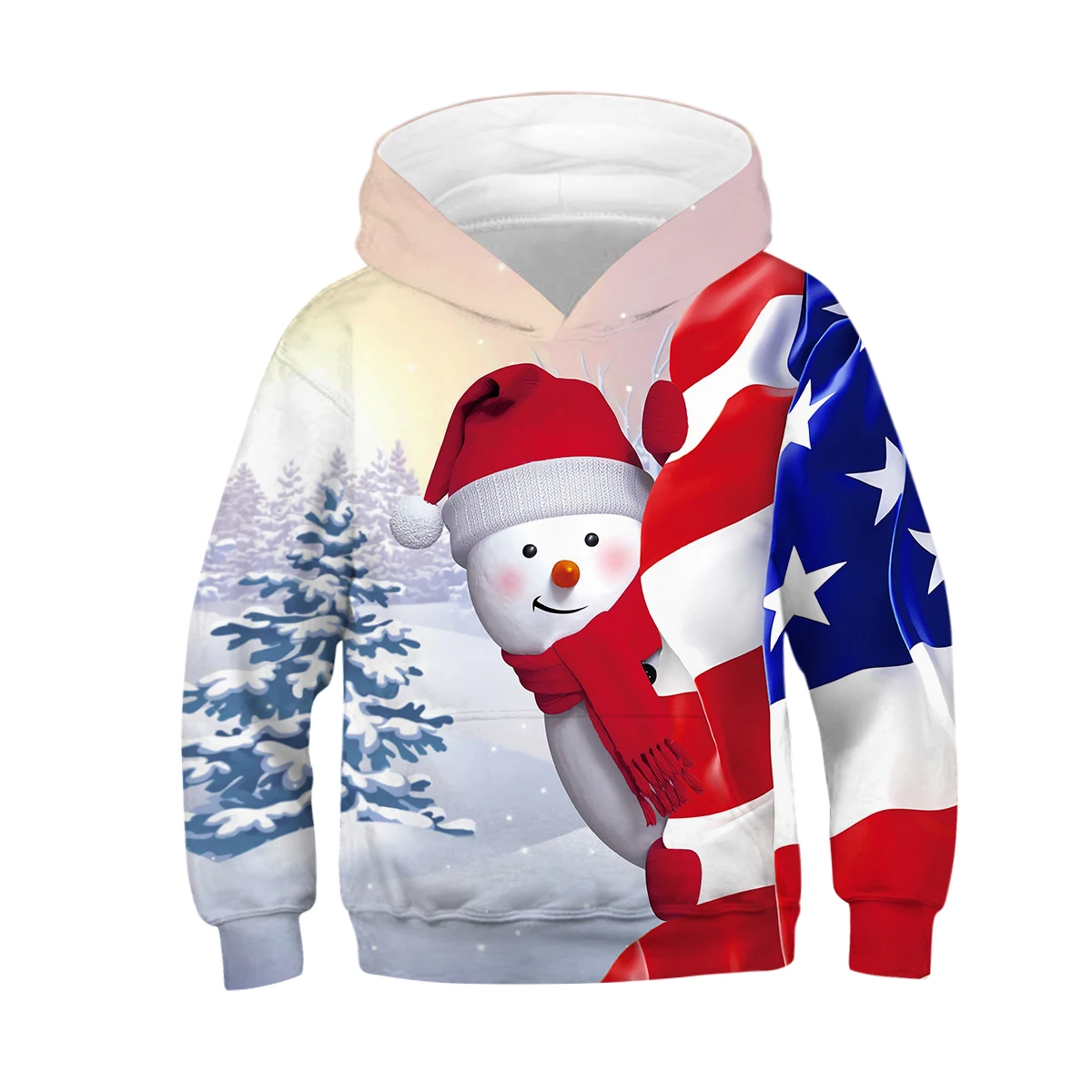 

Cute Snowman Kids Hooded Coat Christmas Present Santa Claus Hoodies Autumn Boy Girl Full Sleeve Cartoon Sweatshirt Outerwear