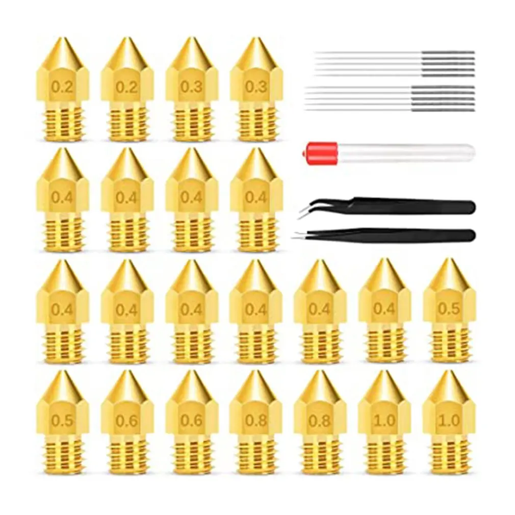 

22Pcs/Lot Printer Extruder Brass Nozzle Face Lettering 3D Printer Precision Technology Applicability And Compatibility Nozzle