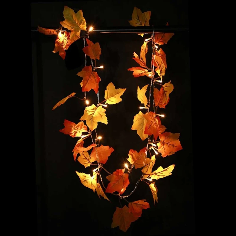 

String Light 10 Fairy LEDs Maple Leaf Decor Fall Garland Thanksgiving Decor Holiday Party Battery Operated Decor lamp Dropship