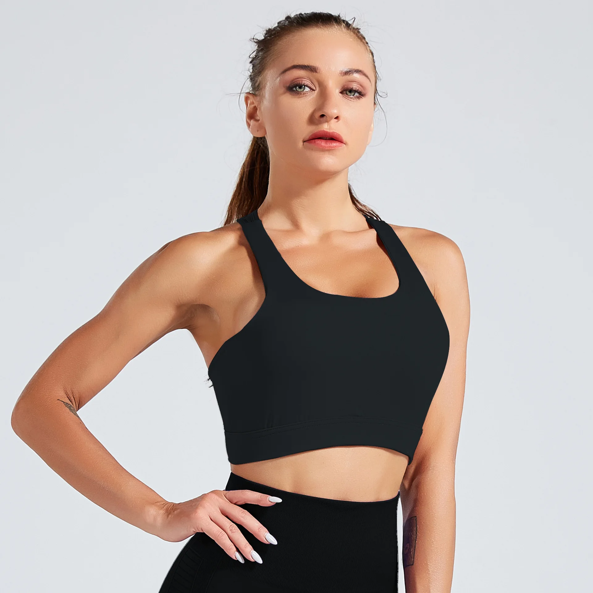 Для женщин с низким вырезом на спине Фитнес бюстгальтеры твердым верхом Академия