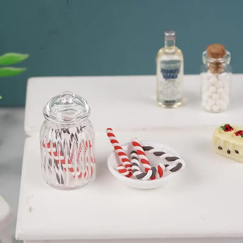 

1:12 Doll House Doll House Simulation Model {christmas Candy Stick Glass Jar (including 8 Christmas Candy Sticks)