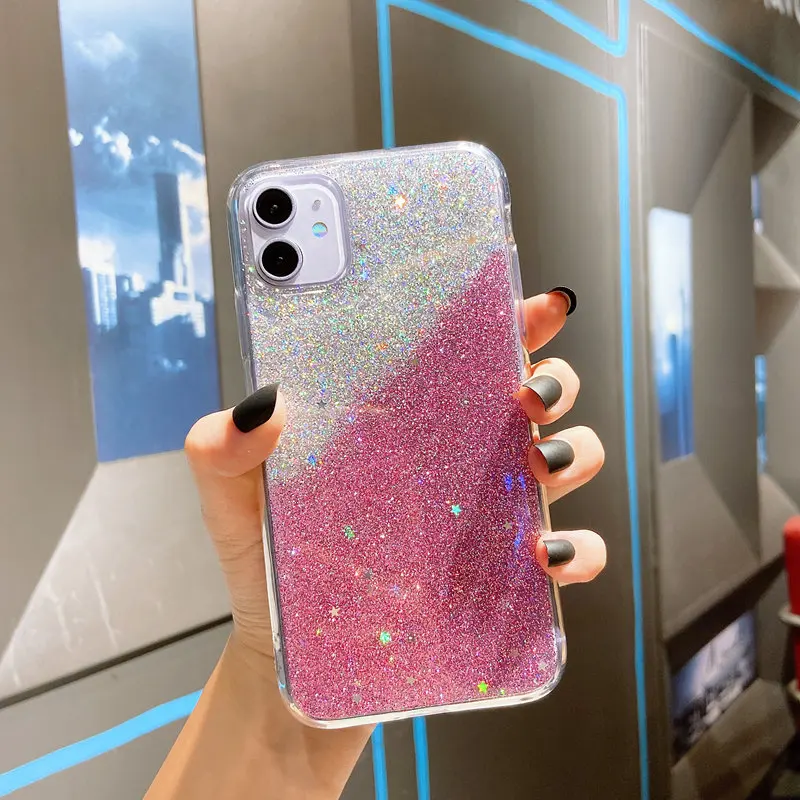 Блестящий чехол для телефона iPhone 11 Pro XS Max X XR блестящий с блестками 6 6S 7 8 Plus мягкий
