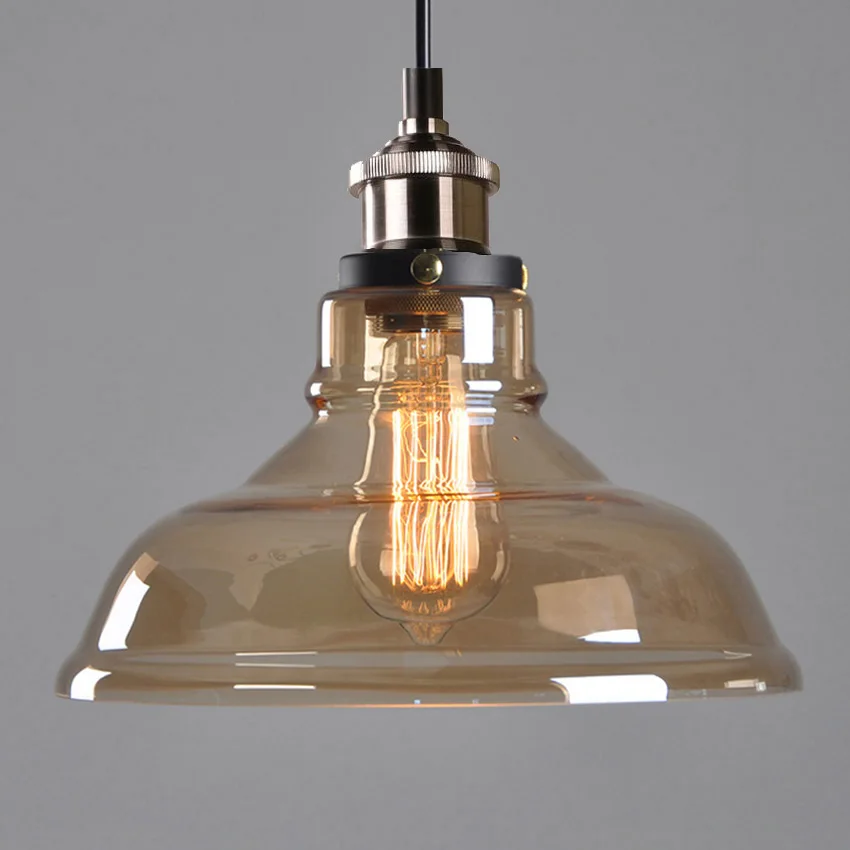 Американский деревенский стеклянный подвесной светильник Ретро диаметр 28 см