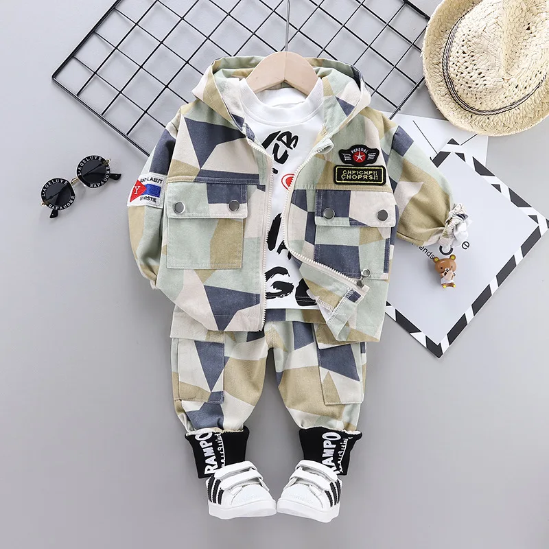 Baby Boy Clothes 2020 Spring Autumn Fashion Children Clothing Set Camouflage Jaket+Sweater+Pants 3PCS Outfit Kids Suit |