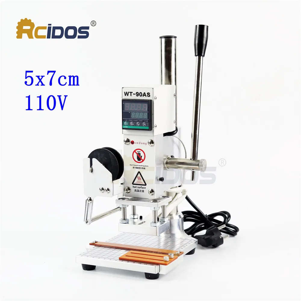 5x7cm 110V Holder Однотонное Алюминий стол WT-90AS RCIDOS кожа бронзового цвета, машина для горячего тиснения фольгой, 110 V/220 V, с фольговым покрытием, держатель для туалетной бумаги - Цвет: 5x7cm 110V Holder