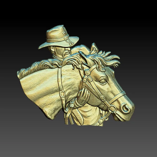 Ковбойская головка лошади модель 3D рельеф STL для ЧПУ маршрутизатора резьбы