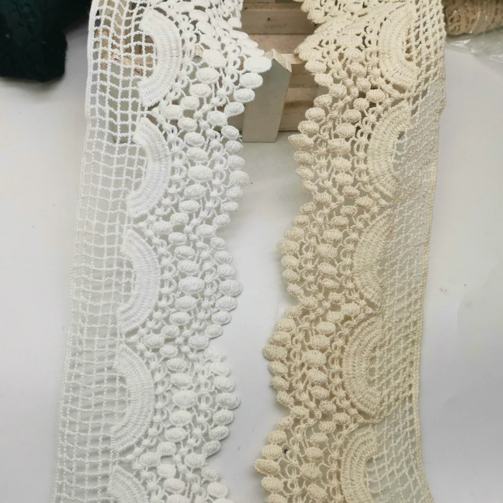 Water Soluble Lace Cotton Embroidery Applique Trim White and black Eyelet 8.5 cm | Дом и сад