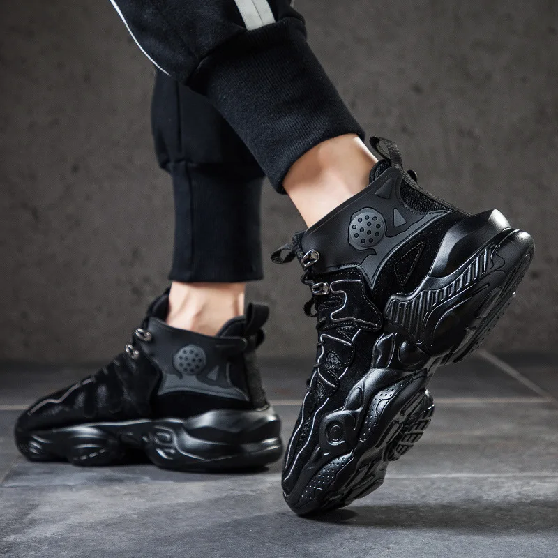 Высокие кроссовки мужская повседневная обувь на шнуровке массивном каблуке