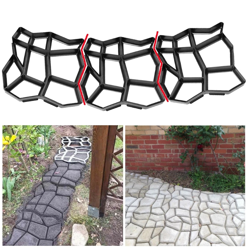

Stone Paving Mold Concrete Stepping Walkway Paver 9 Grids DIY Driveway Garden