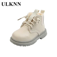 ulknn winter children thick martin boots cute little boys and girls 2021 new design zipper round toe rubber sole flat boots