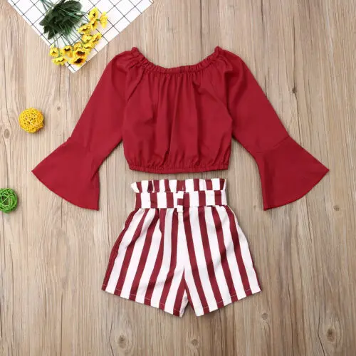 Комплект для маленьких девочек футболка с расклешенными рукавами и пуговицами