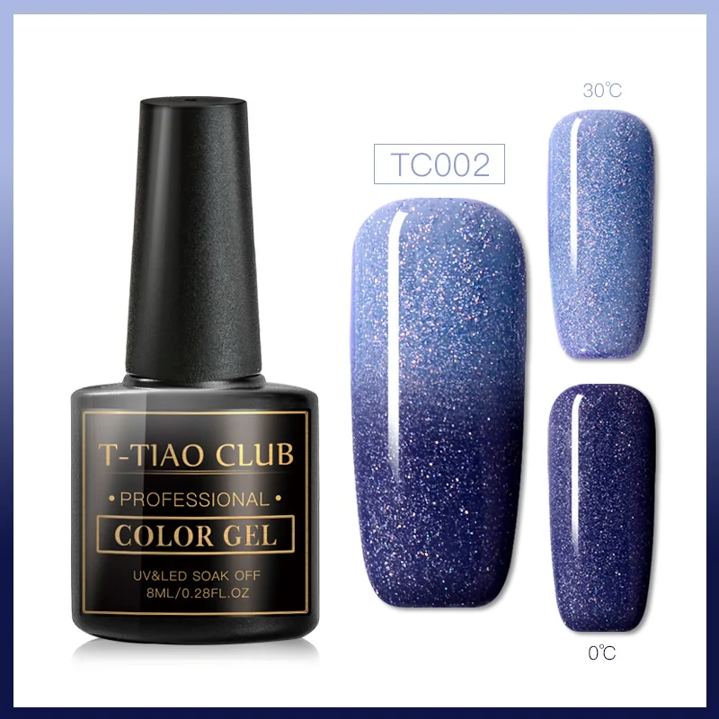 DS07717 T-TIAO клубный Радужный термальный меняющий Цвет гель для ногтей голографический Лак Блеск температура замочить от УФ ногти гель лак - Цвет: DS07717