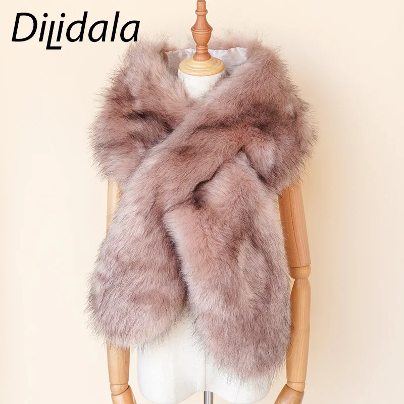 Dilidala женский шарф с воротником из искусственного лисьего меха Модный
