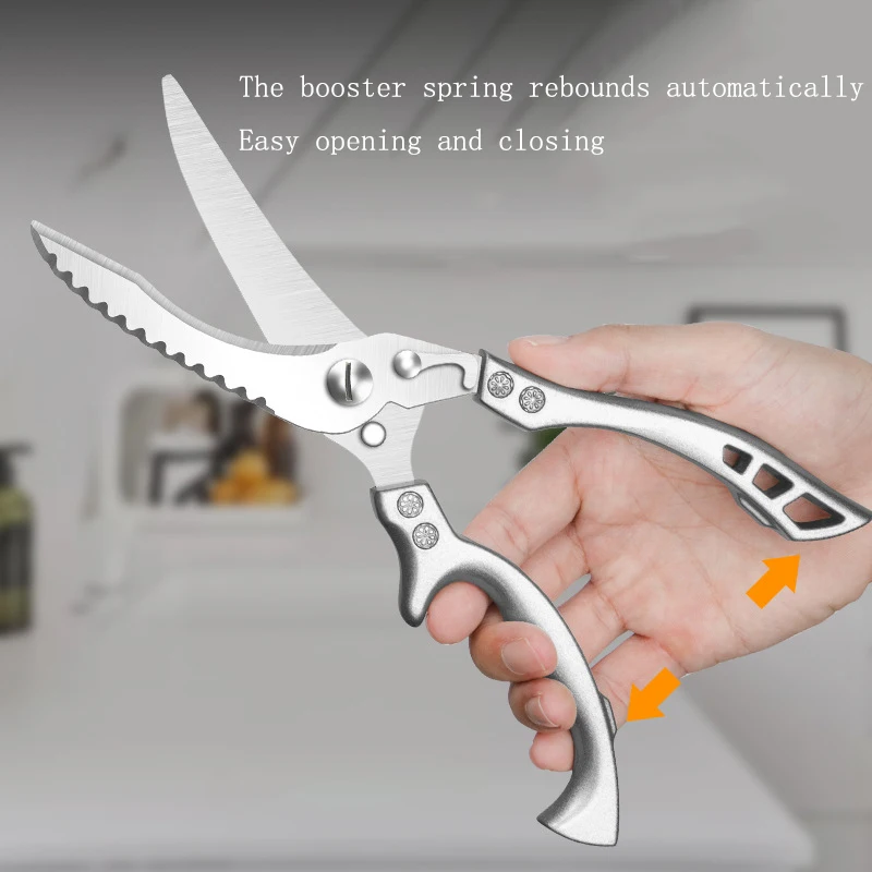 

Kitchen Powerful Chicken Bone Scissors Chicken Duck Fish Cutter Shears Stainless Steel Scissors Scale Clean Cook Scissors Knife